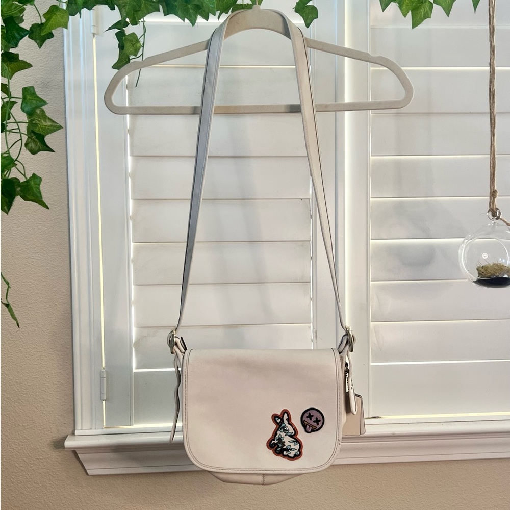 Authentic Coach White Leather Crossbody Varsity Purse